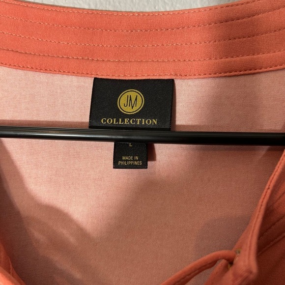 JM Collection Floral Print Top Lace-Up 3/4 Sleeve Blouse Orange Size L NWT - Picture 4 of 8